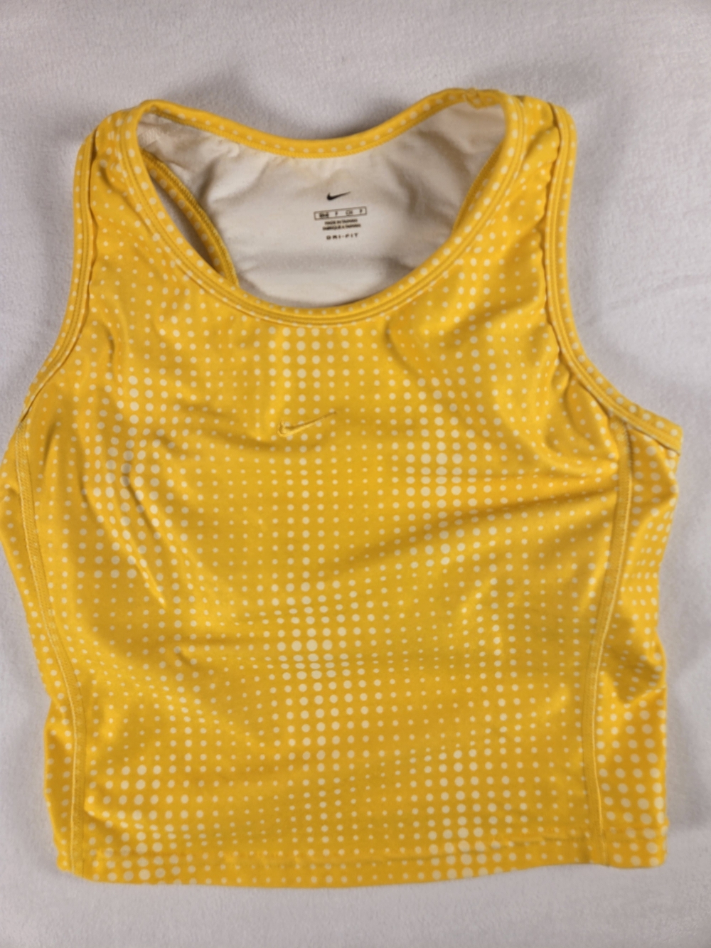 Nike Yellow and White Polka Dot Dri-FIT Tank